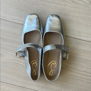 Sam Edelman Leather Silver Mikaela Mary Jane flats
